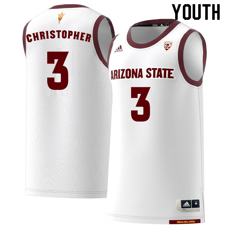 Youth #3 Caleb Christopher Arizona State Sun Devils College Basketball Jerseys Sale-White
